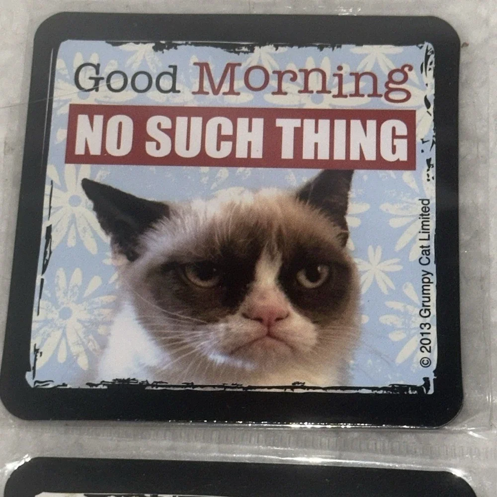 Grumpy Cat Magnet Set‎ 4pc Ganz 2013 Funny Sarcastic Meme Quotes Cat Lover Gift